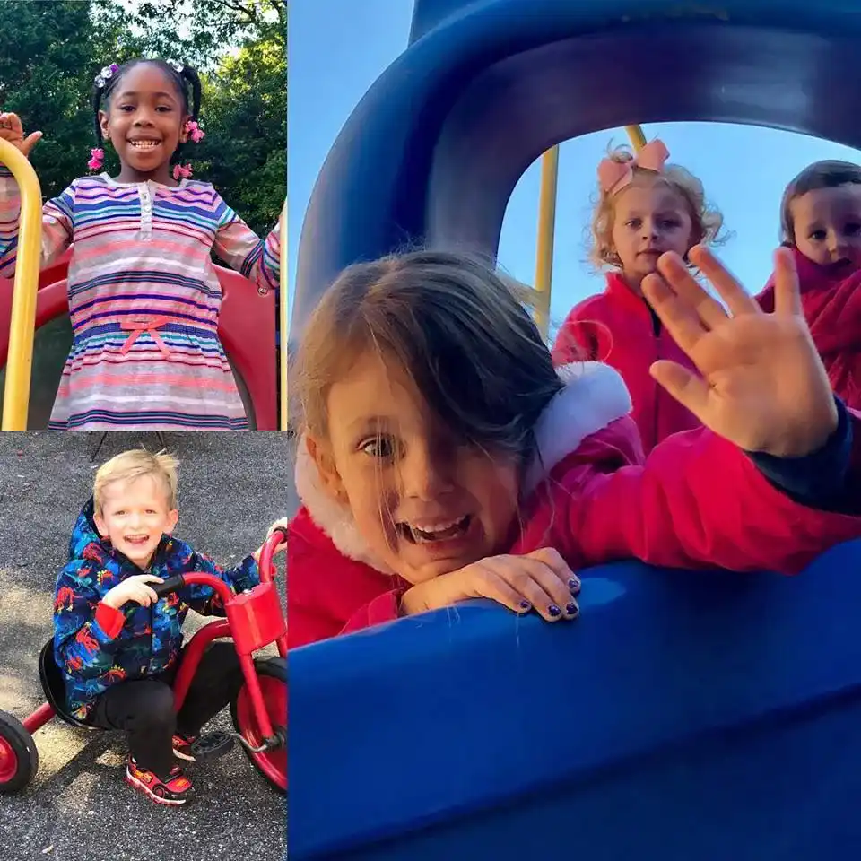 Kids posing while doing outdoor activities and enjoying on swings in Bay Country